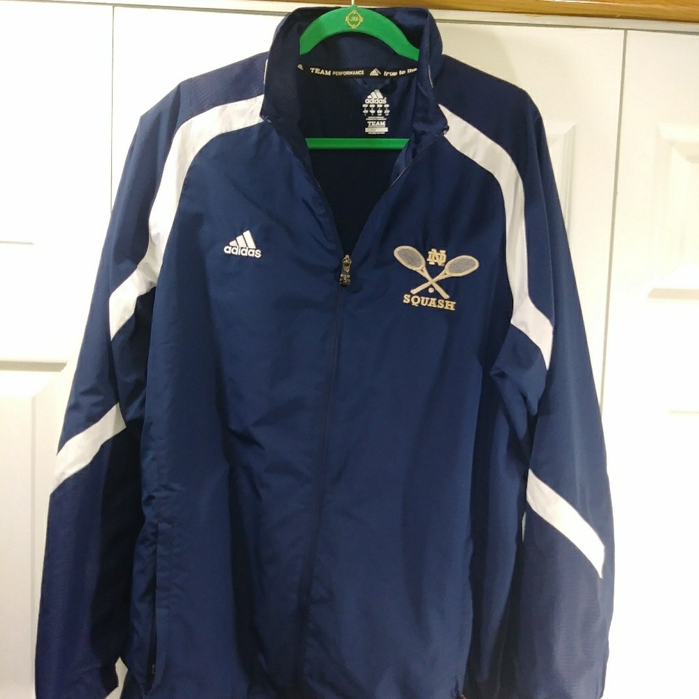 Notre Dame Adidas Sqaush team warmup jacket.